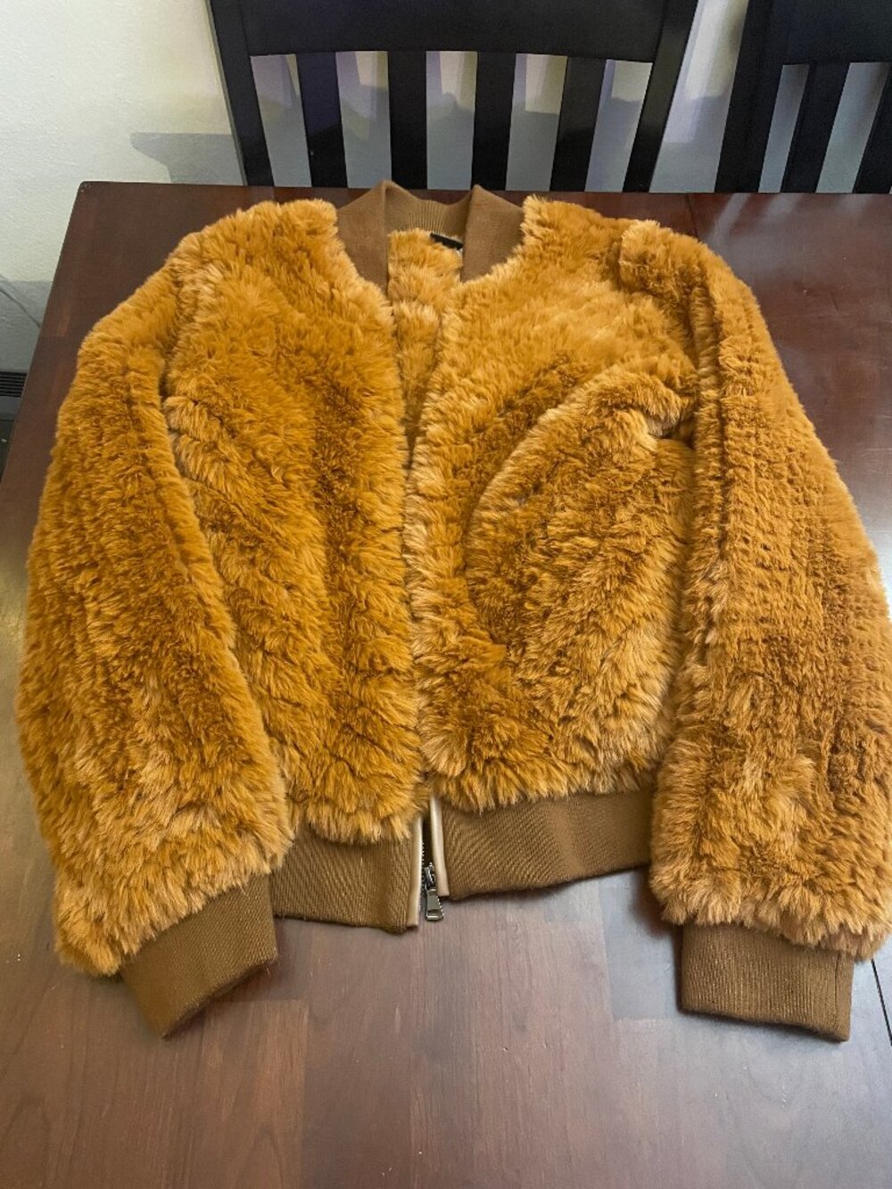 Brown Faux Fur Bomber Jacket